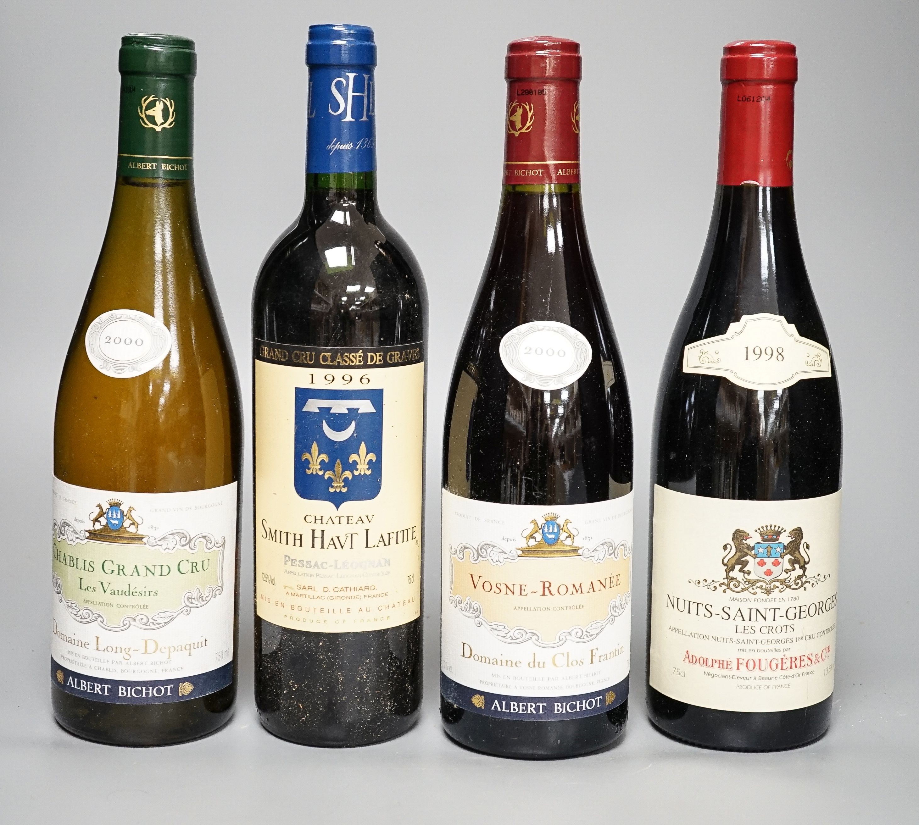 Four bottles of 2000 Chablis Grand Cru two bottles of 1996 Chateau Smith Havt Lafitte and eight other bottles of wine(16)